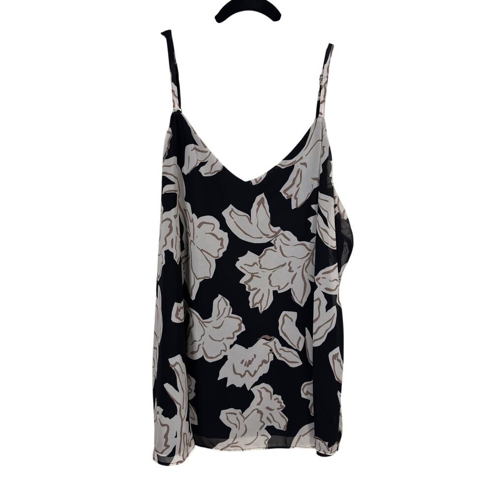 Torrid Camisole Top Womens 4X Black Sophie Chiffon Overlay Floral V-Neck Lined